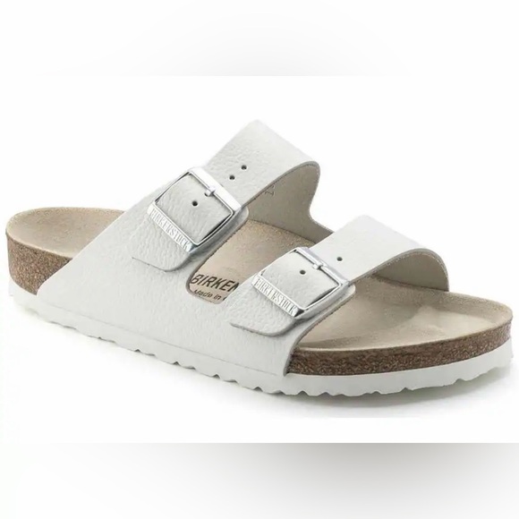 Birkenstock Arizona White Leather Sandals 39 Women’s 8 Double Strap Buckle